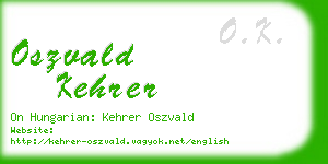 oszvald kehrer business card
